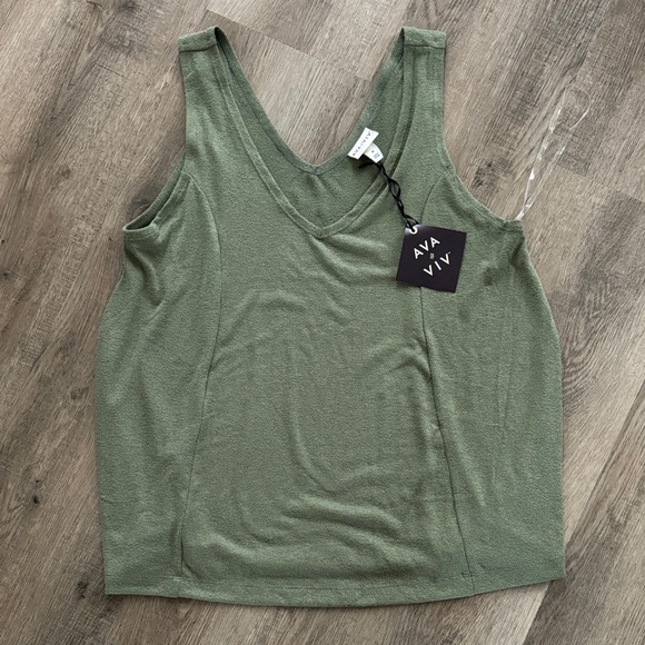 Ava & Viv Tops - Ava & Viv Olive Green V-Neck Tank